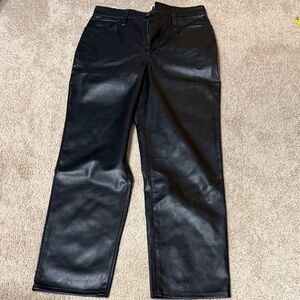 Madewell Black leather Straight Leg Pants